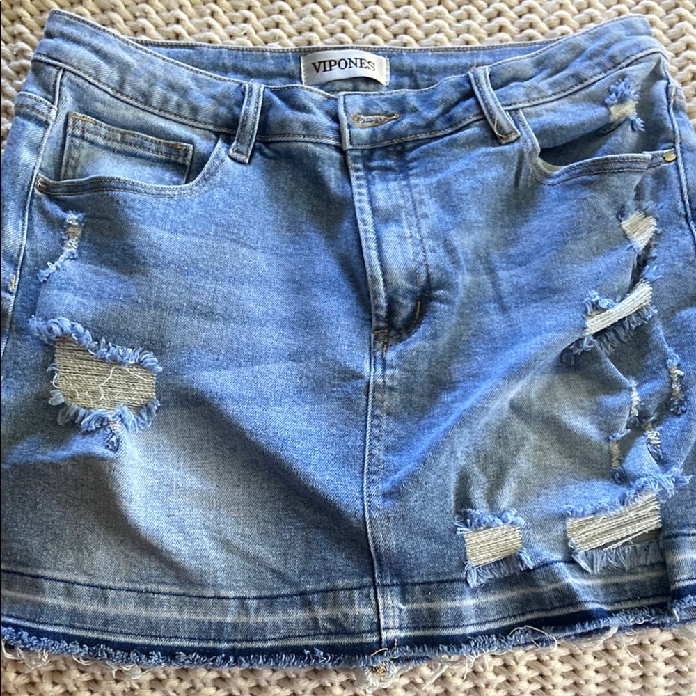 Casual Blue Mini Denim Skirt